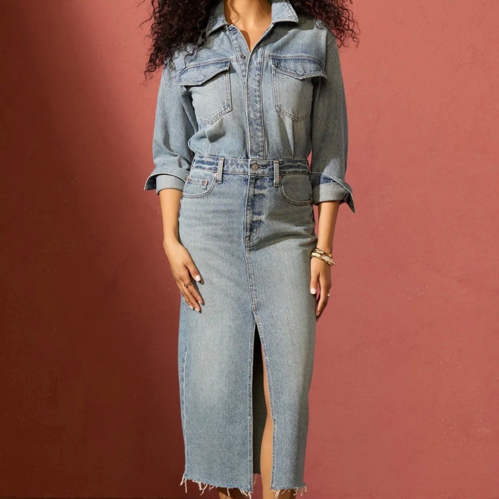 Pistola Amira Midi Dress Size M Denim, NWT